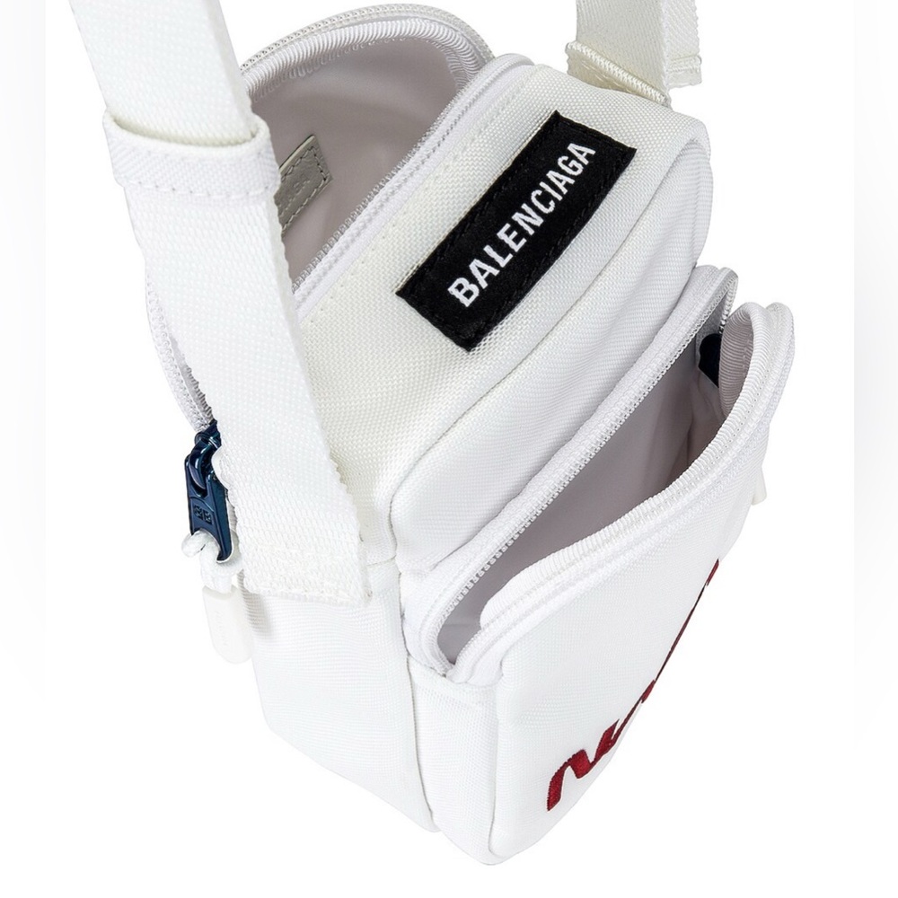 NWT Balenciaga Nasa Logo Phone Holder Crossbody Bag White Recycled Nylon - Picture 2 of 12